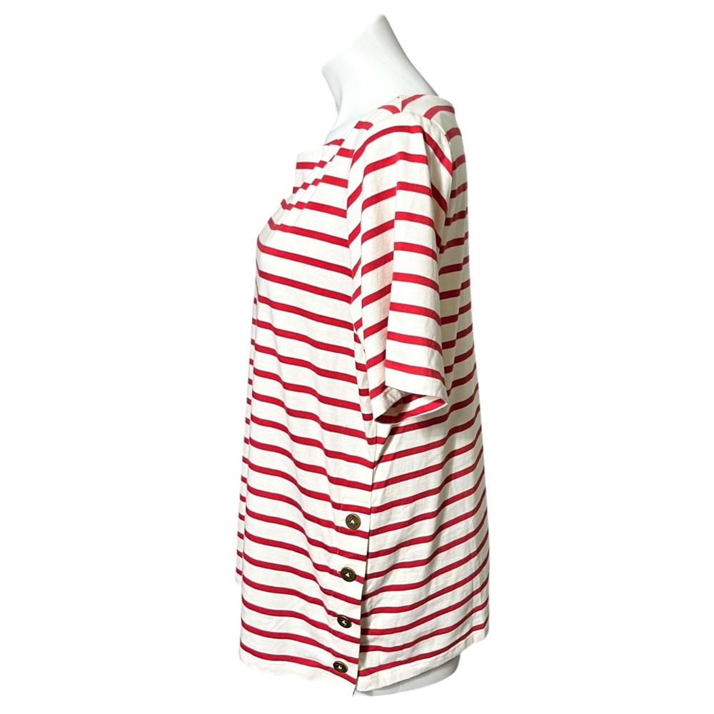 Lauren Ralph Lauren Striped Top Size X Large Red/Cream - Picture 2 of 5